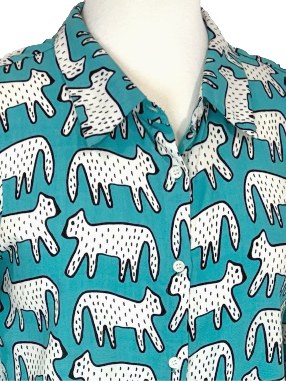 Compania Fantastica teal leopard shirt